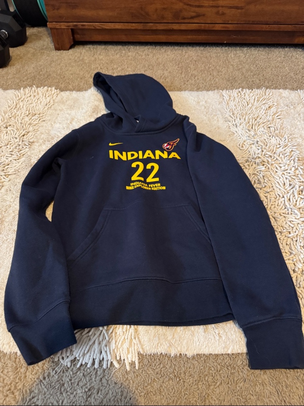 Clark Nike Navy Hoodie with Yellow Indiana 22 Front Print
